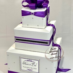 Ivory and Royal Purple Wedding Card Box and Matching Guest Book With ...