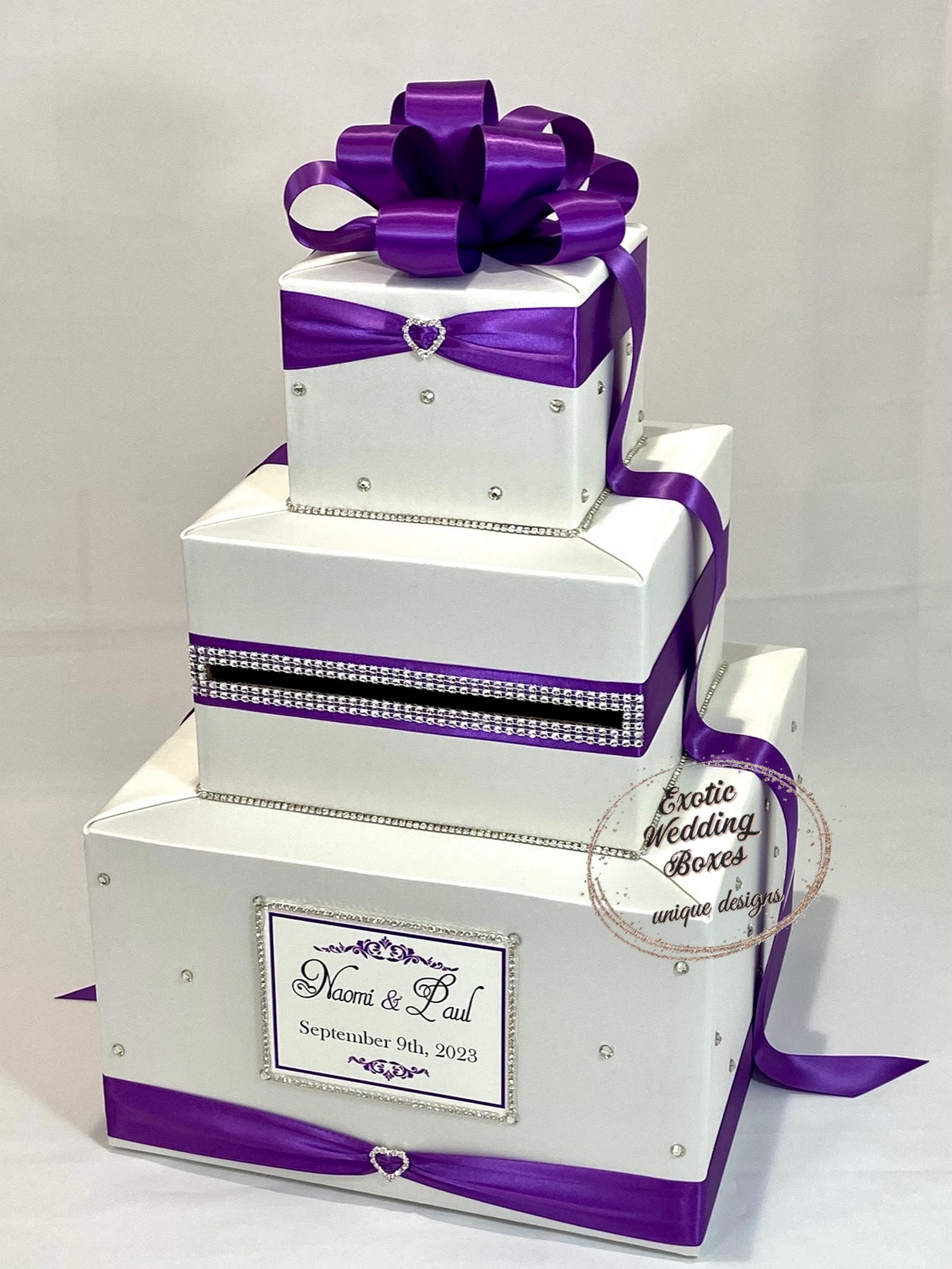 Ivory and Royal Purple Wedding Card Box and Matching Guest Book With ...