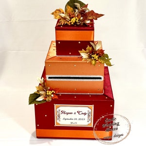 Boîte pour cartes de mariage d'AUTOMNE, mariage d'automne, feuilles d'automne