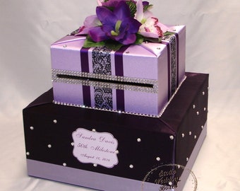 Eggplant/Lavender(Lilac)Card Box-any colors-Rhinestone accents-any occasion