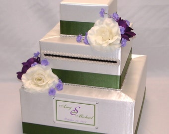 Elegant Custom Made Wedding Card box-flowers,rhinestone accents