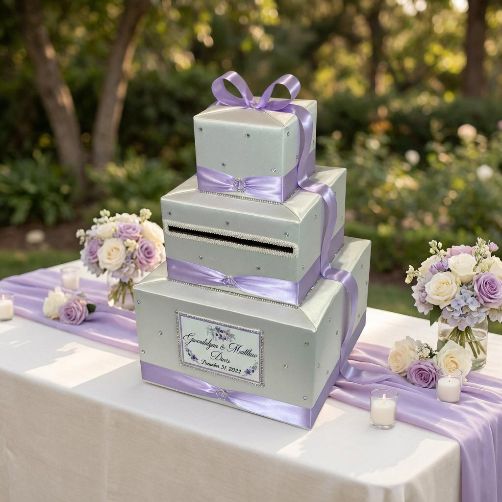 Ivory and Lavender Wedding Card Box With Rhinestones - Etsy