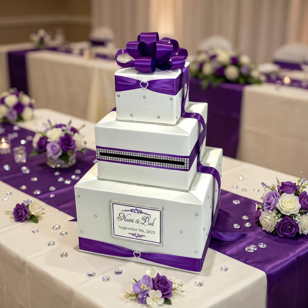 Ivory and Royal Purple Wedding Card Box and Matching Guest Book With ...