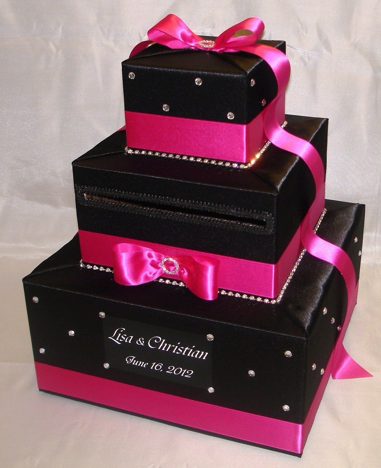 Elegant Custom Made Wedding Card Box rhinestone accents Etsy