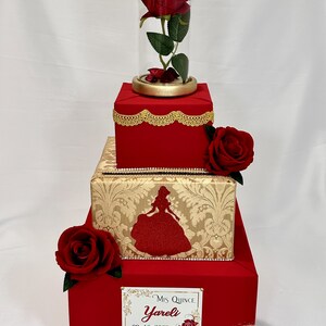Scatola di biglietti BELLEZZA e BESTIA per Quinceanera, Sweet 16, Bat Mitzvah, Festa di Compleanno