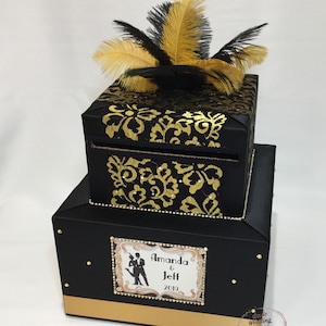 Roaring 20s, Great Gatsby thema zwarte en gouden kaartdoos