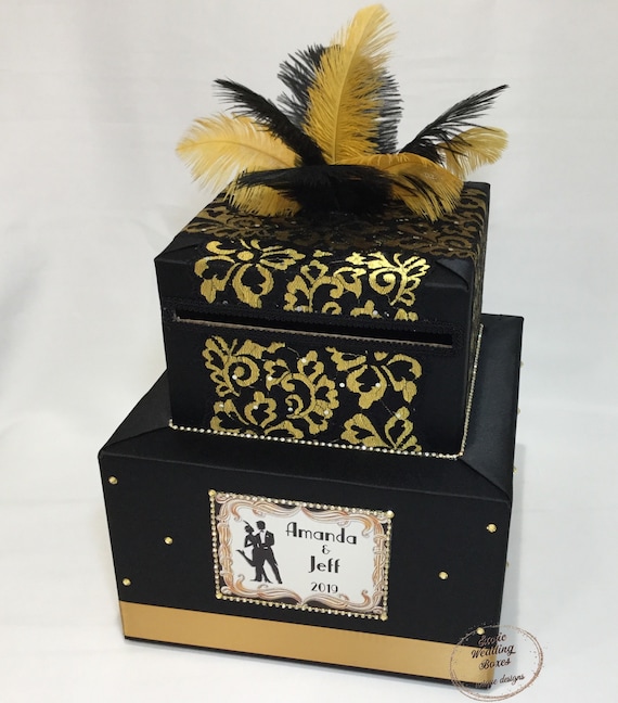 Roaring 20s Great Gatsby Theme Black And Gold Card Box Etsy