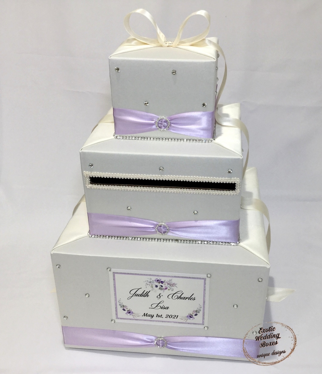 Ivory and Lavender Wedding Card Box With Rhinestones - Etsy