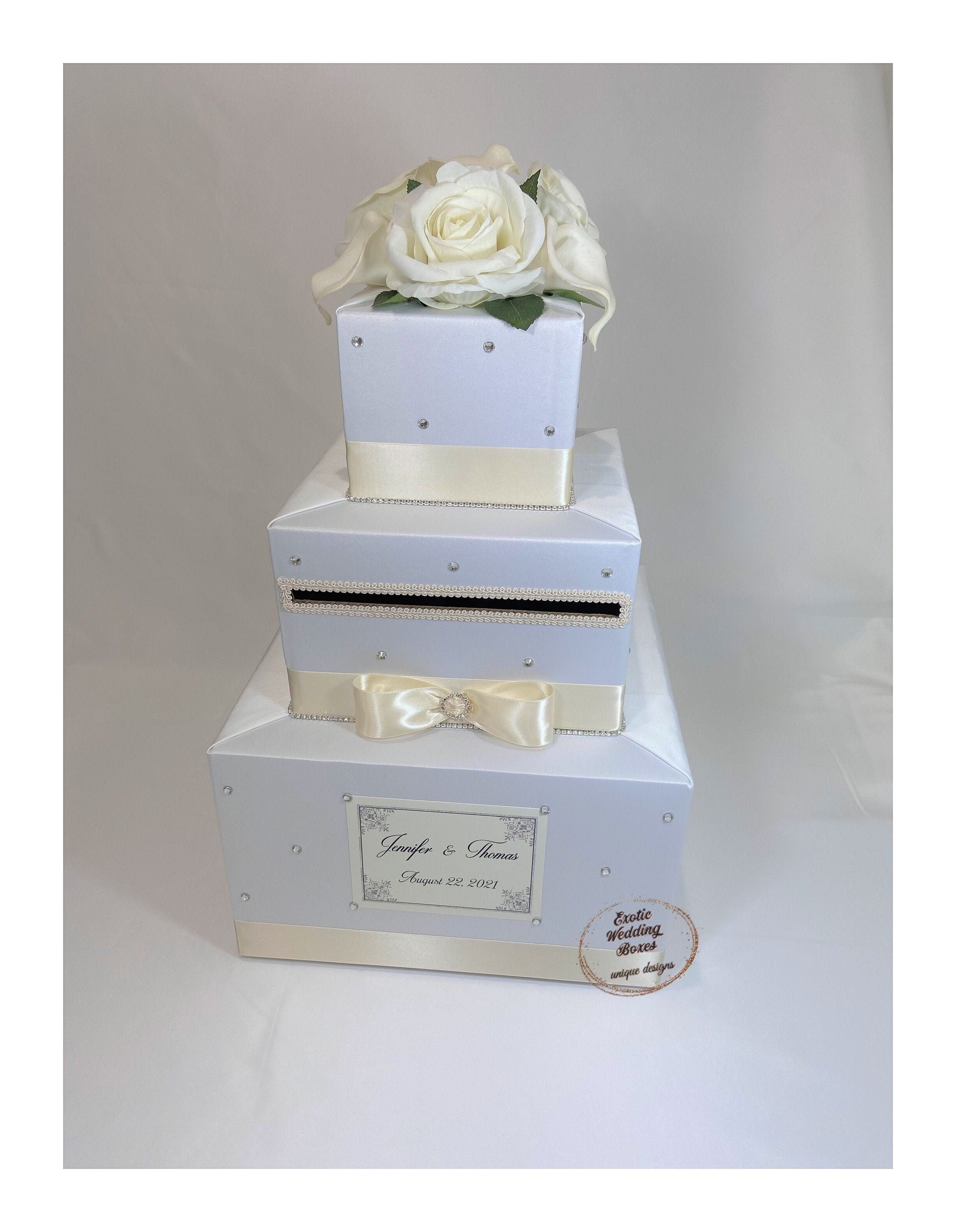 Elegant Custom Made Wedding Card Box-white-ivory any Color 