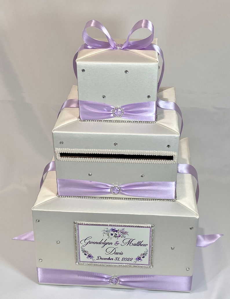 Ivory and Lavender Wedding Card Box With Rhinestones - Etsy