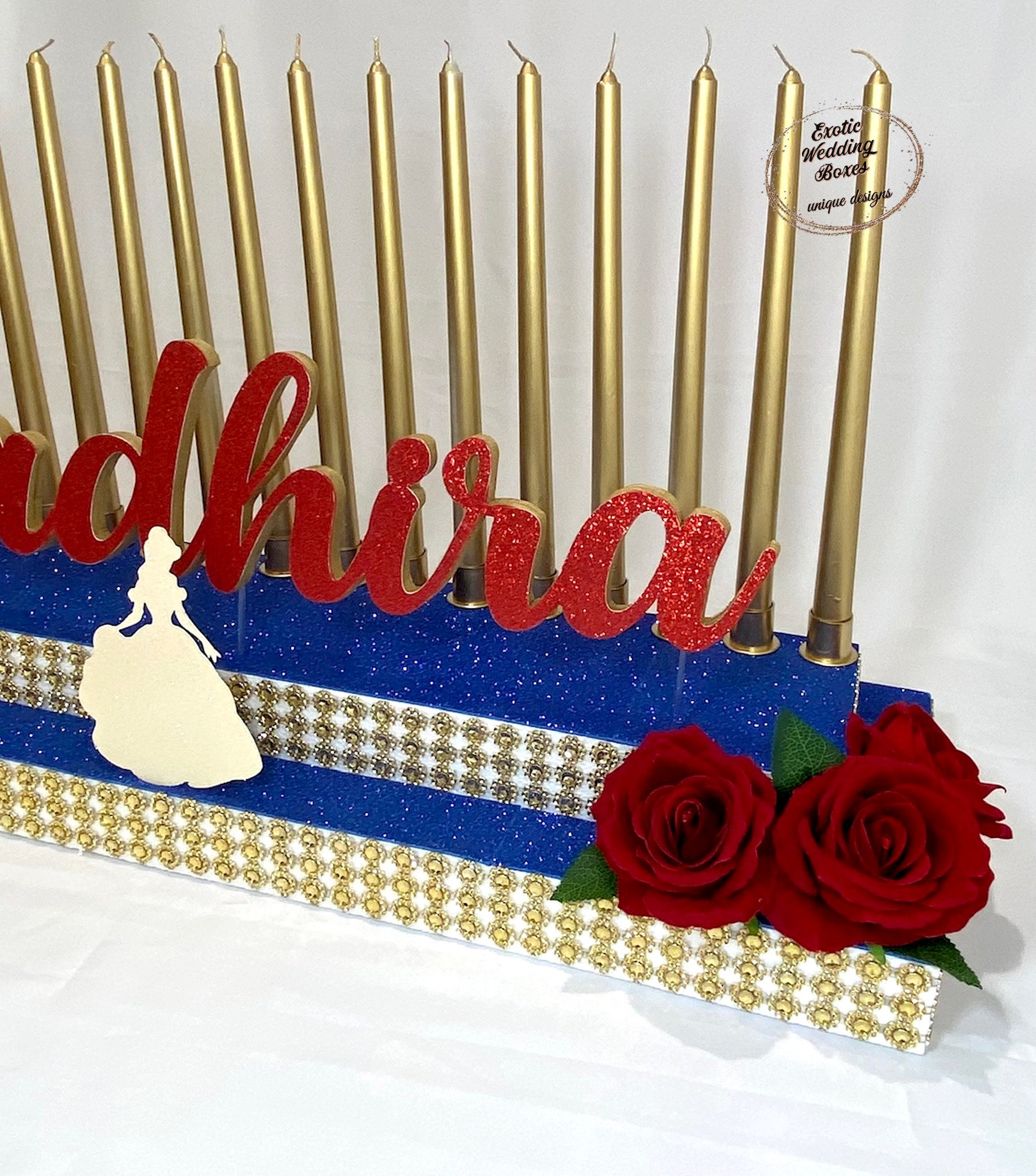 Candelabro con temática de La Bella y la Bestia para Quinceañera, Dulces  16, Bat Mitzvah, Candelabro, Candelabro con nombre, Centro de mesa con  velas - Etsy México, image size:2000x2270