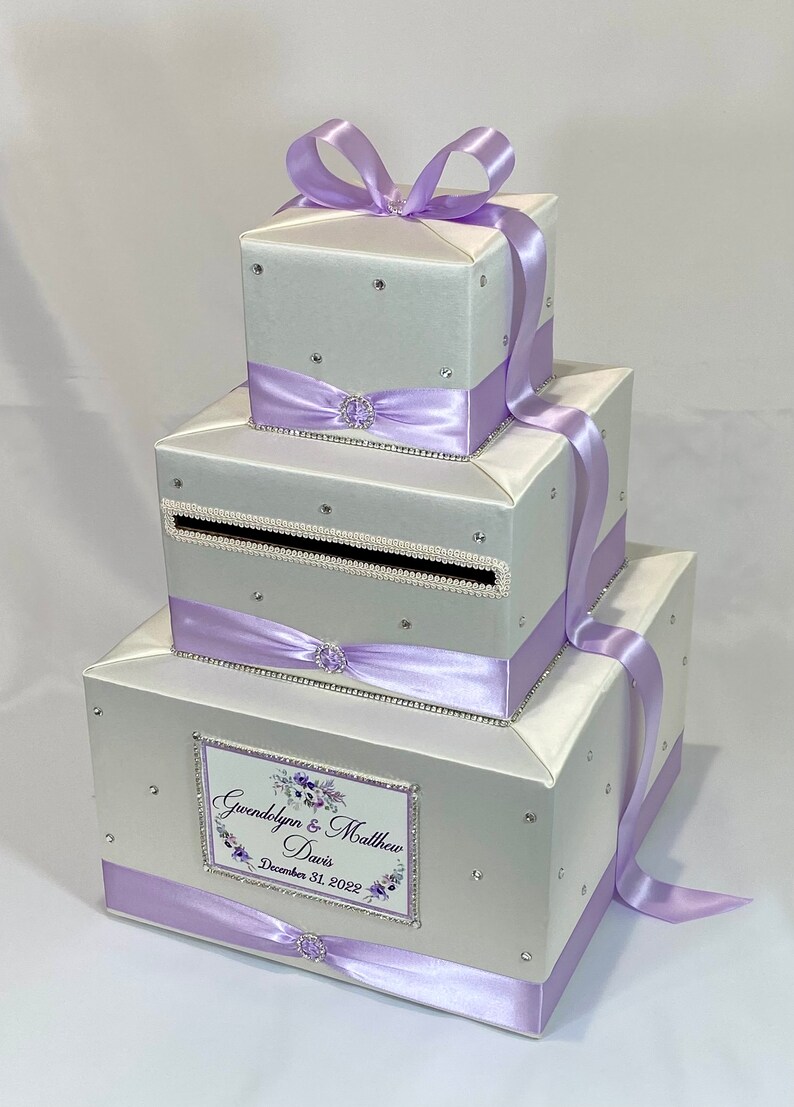 Ivory and Lavender Wedding Card Box With Rhinestones - Etsy