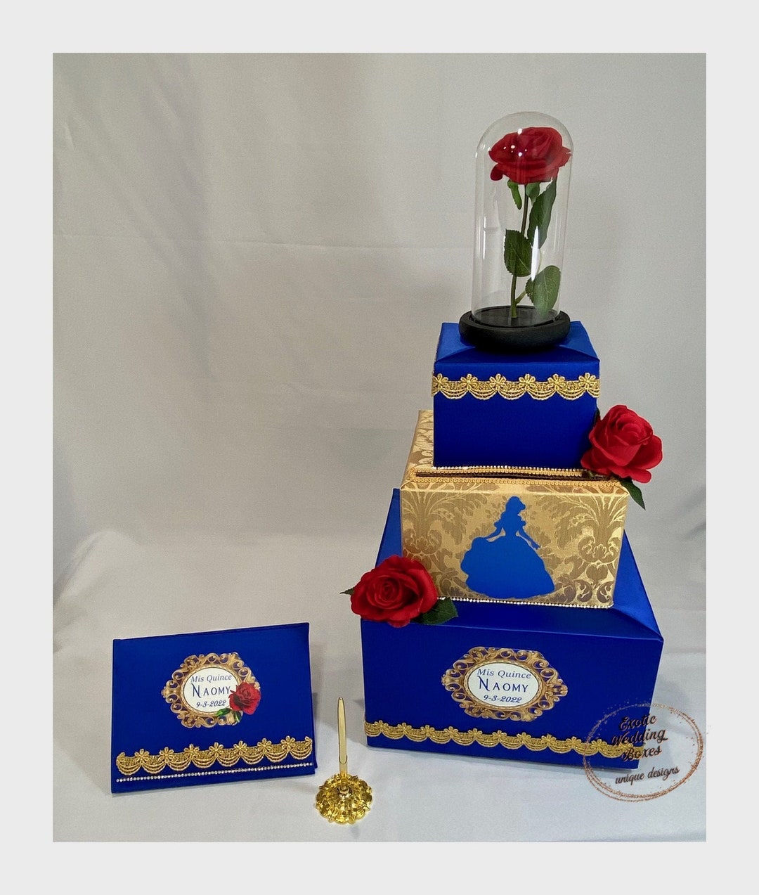 Caja de tarjetas tematica de La Bella y la Bestia y libro de visitas La Bella y la Bestia Quinceanera Dulces Dieciseis Boda Etsy Espana