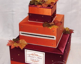 FALL theme -Fall Leaves, Fall Wedding Card Box-any colors