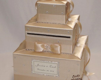 Champagne Wedding Card box-custom made- any color