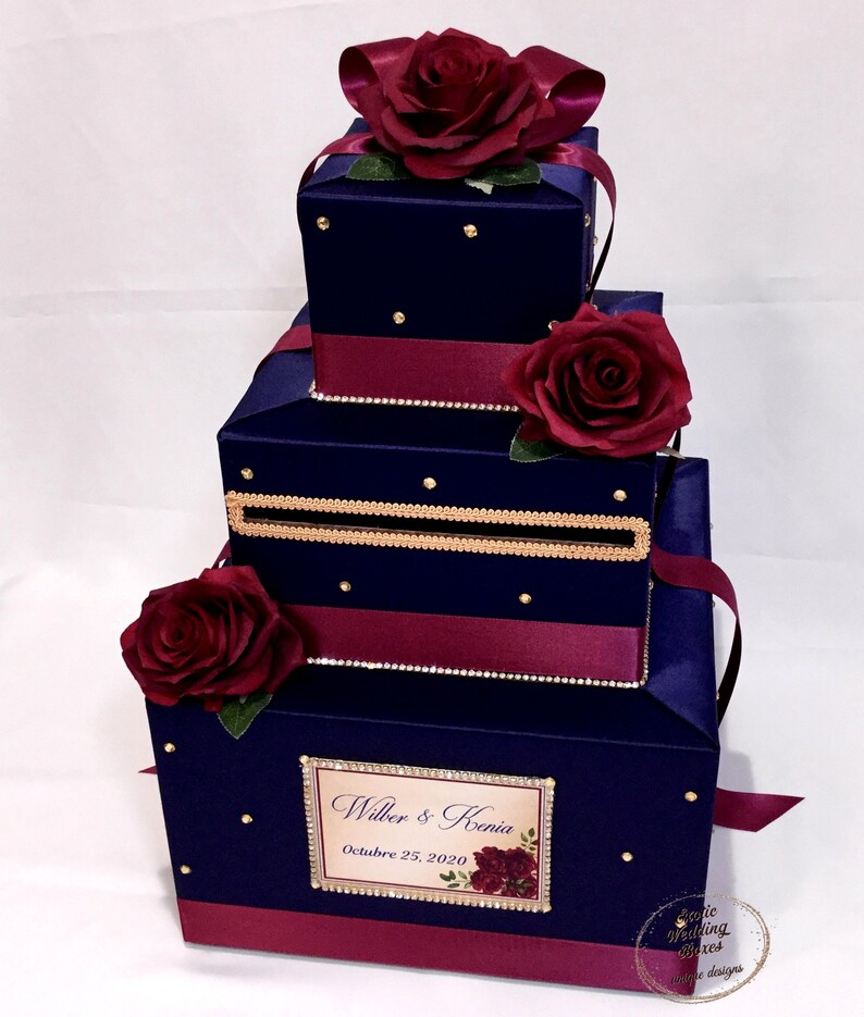 navy blue wedding post box