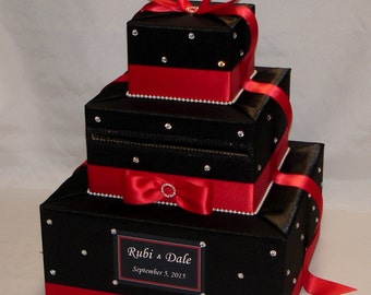 Elegant Custom Made Wedding Card Box rhinestone accents