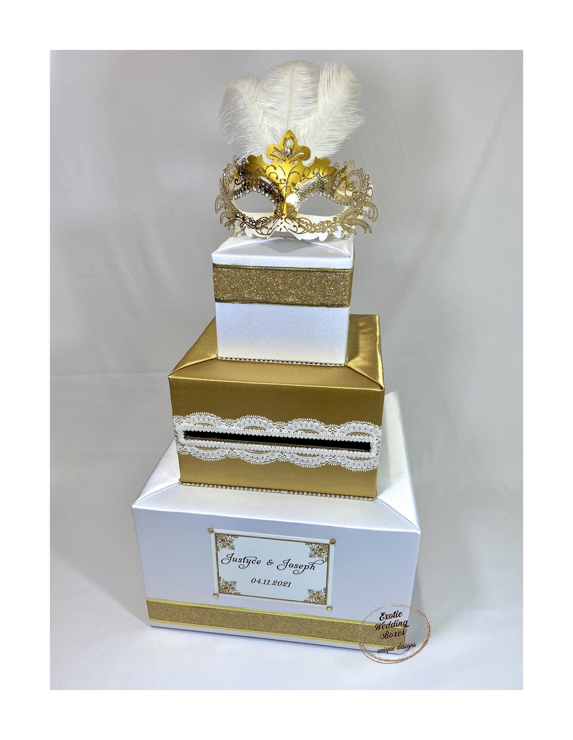 White and Gold MASQUERADE themed Card Box