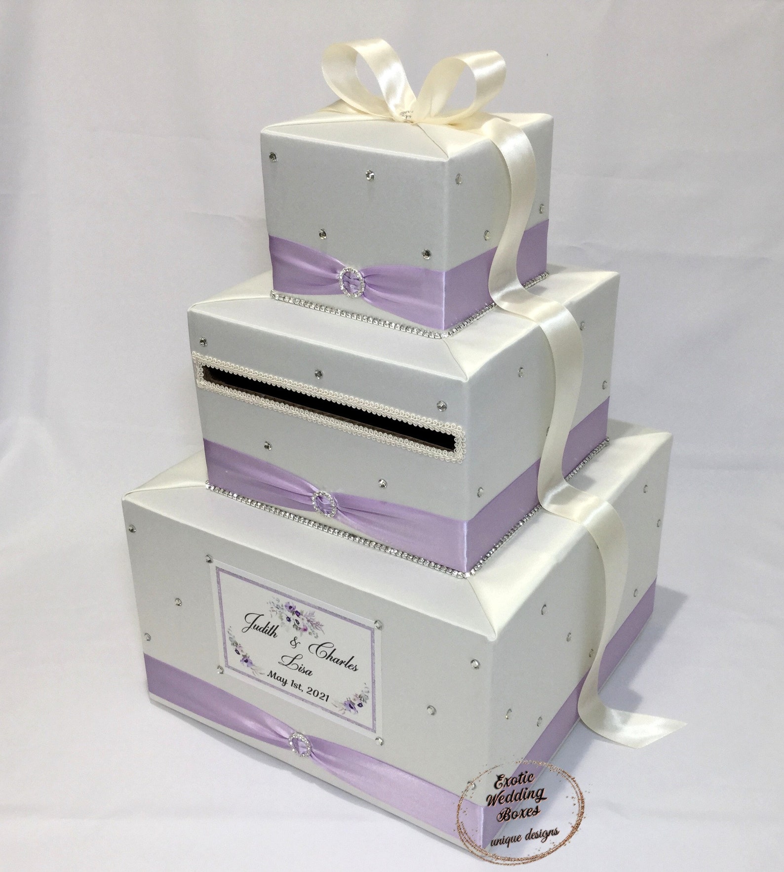 Ivory and Lavender Wedding Card Box With Rhinestones - Etsy