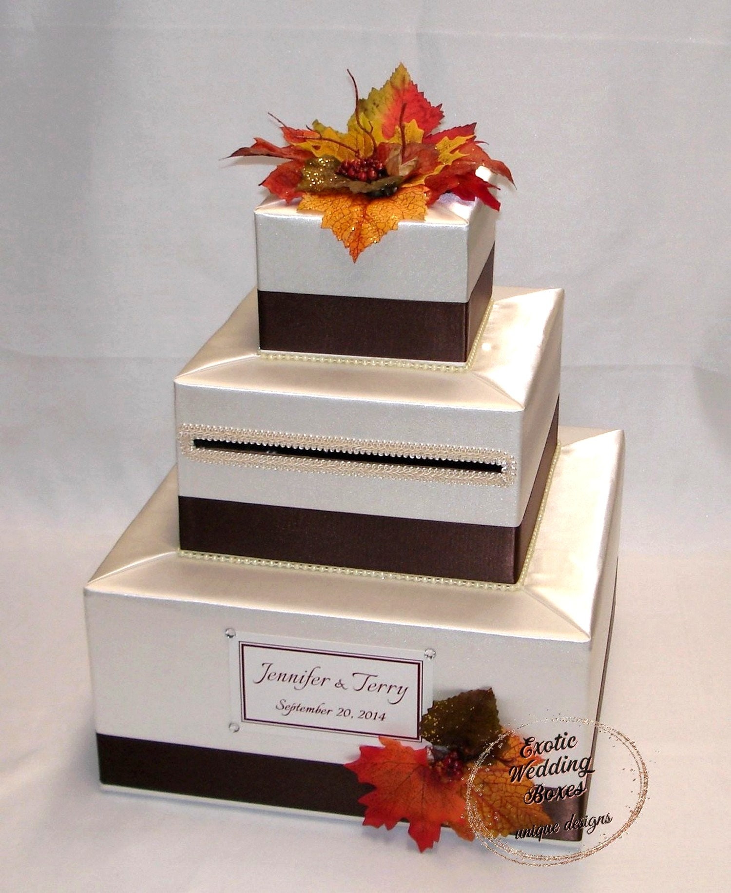 Elegant Custom Made Wedding Card Box FALL Theme 