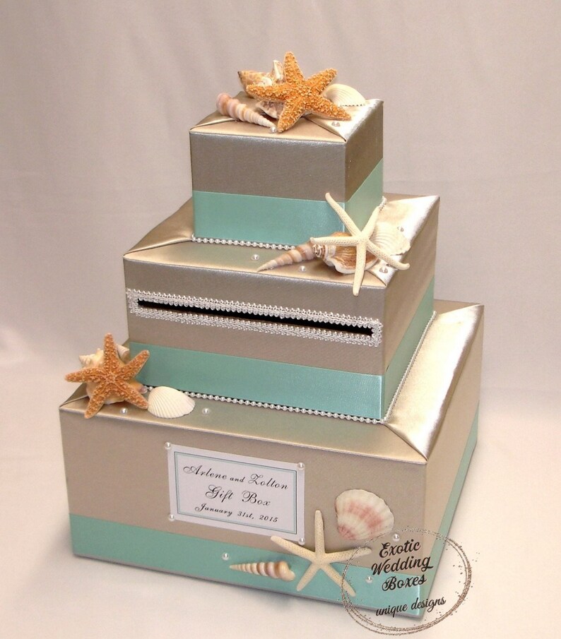 Elegant Custom Made Wedding Card Box Beach Theme Etsy