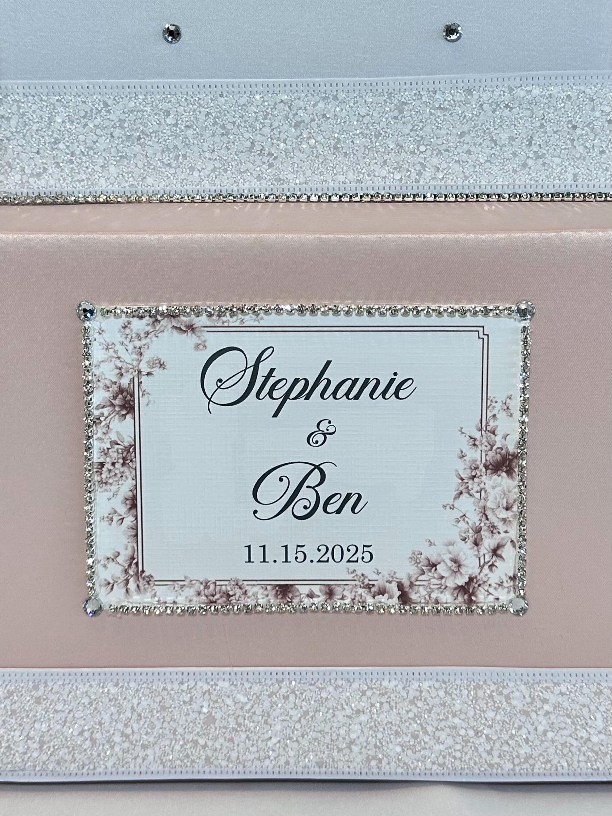 Blush Pink & White Wedding Card Box With Glitter Ribbon | Elegant Card ...