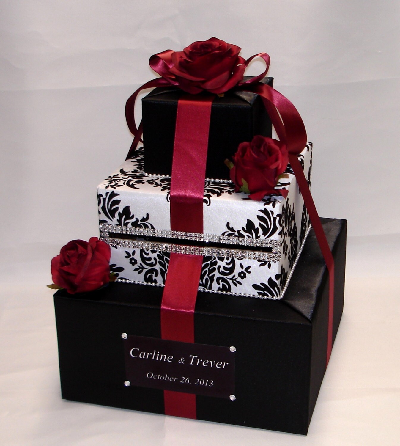 Elegant Custom made Wedding Card Box-damask design-Red | Etsy