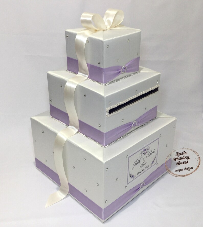 Ivory and Lavender Wedding Card Box With Rhinestones - Etsy