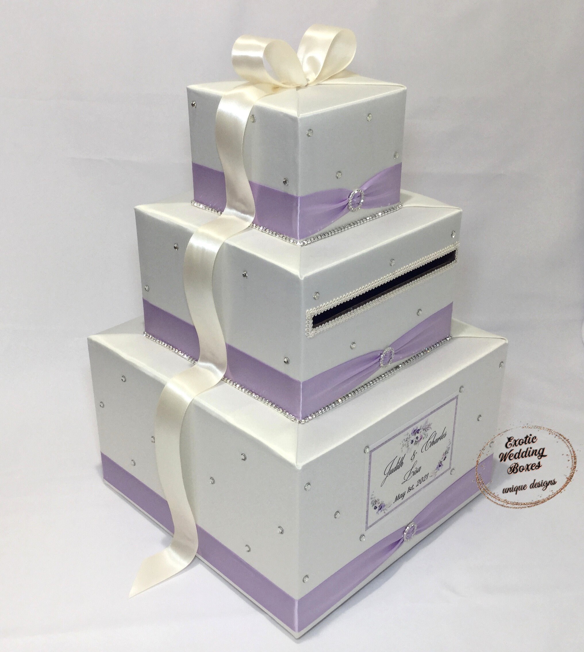 Ivory and Lavender Wedding Card Box With Rhinestones - Etsy