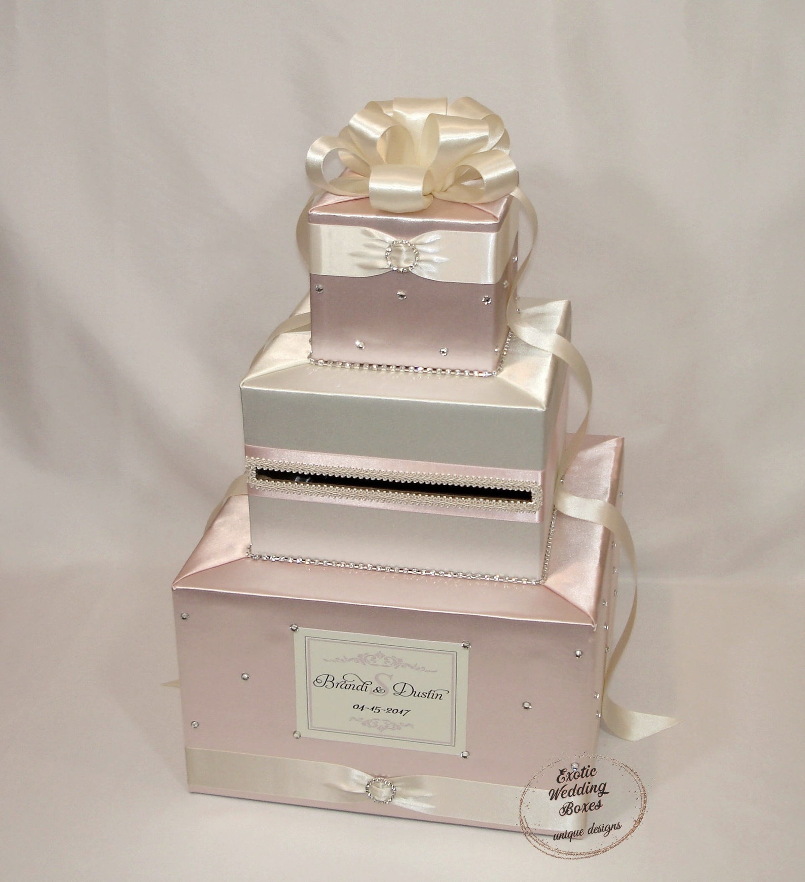 Elegant Custom Made Wedding Card Boxblush Pinkivoryany Etsy