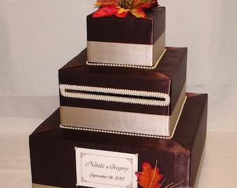 Elegante maßgeschneiderte Hochzeitskarte Box-Herbst Thema