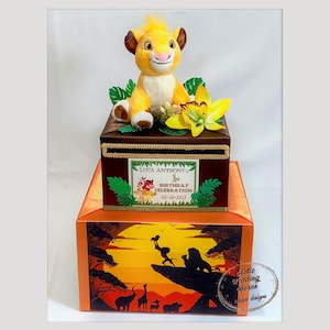 Caja de tarjetas temática EL REY LEÓN para Baby Showers, Cumpleaños