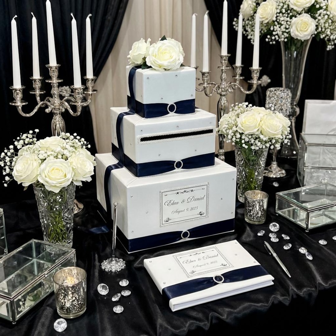 Ivory /black Card Box-wedding, Birthday, Anniversary, Bridal Shower ...