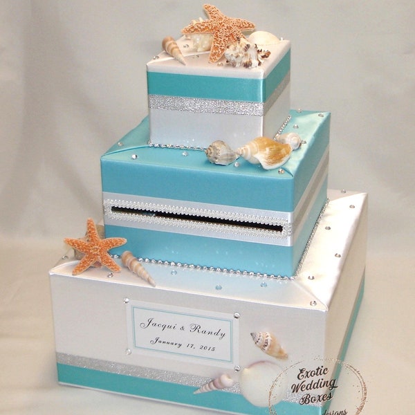 Beach- Ocean-Seashells theme Wedding Card Box-any colors
