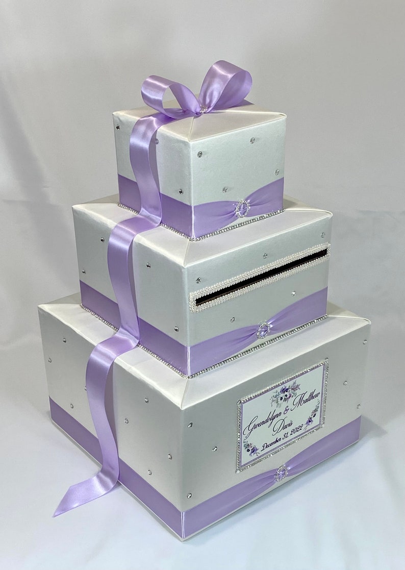 Ivory and Lavender Wedding Card Box With Rhinestones - Etsy