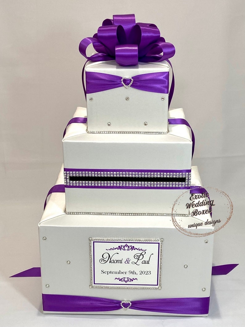 Ivory and Royal Purple Wedding Card Box and Matching Guest Book With ...