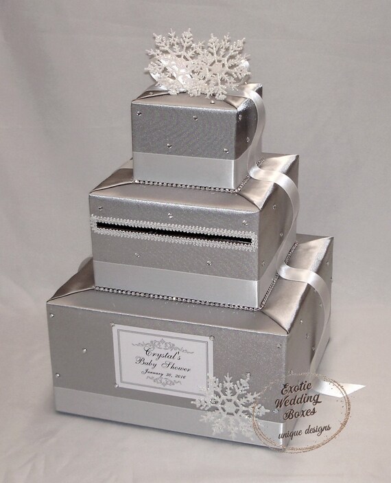 Winter Wonderland Snowflake Theme Card Box Silver And Etsy