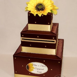 Boîte pour cartes sur le thème de l'automne avec tournesols