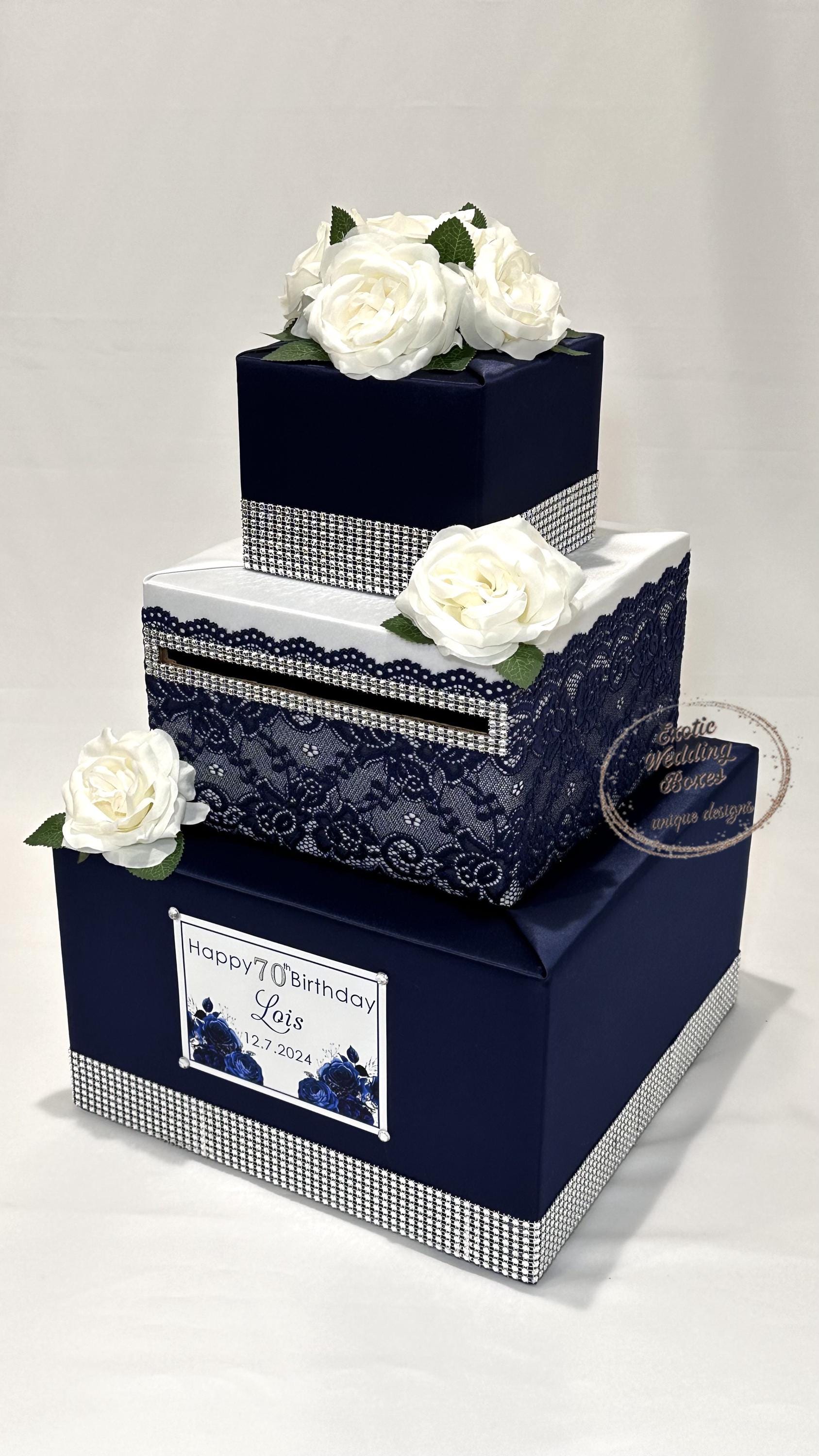Navy Blue and White Card Box and Guest Book – Elegant Wedding Reception ...