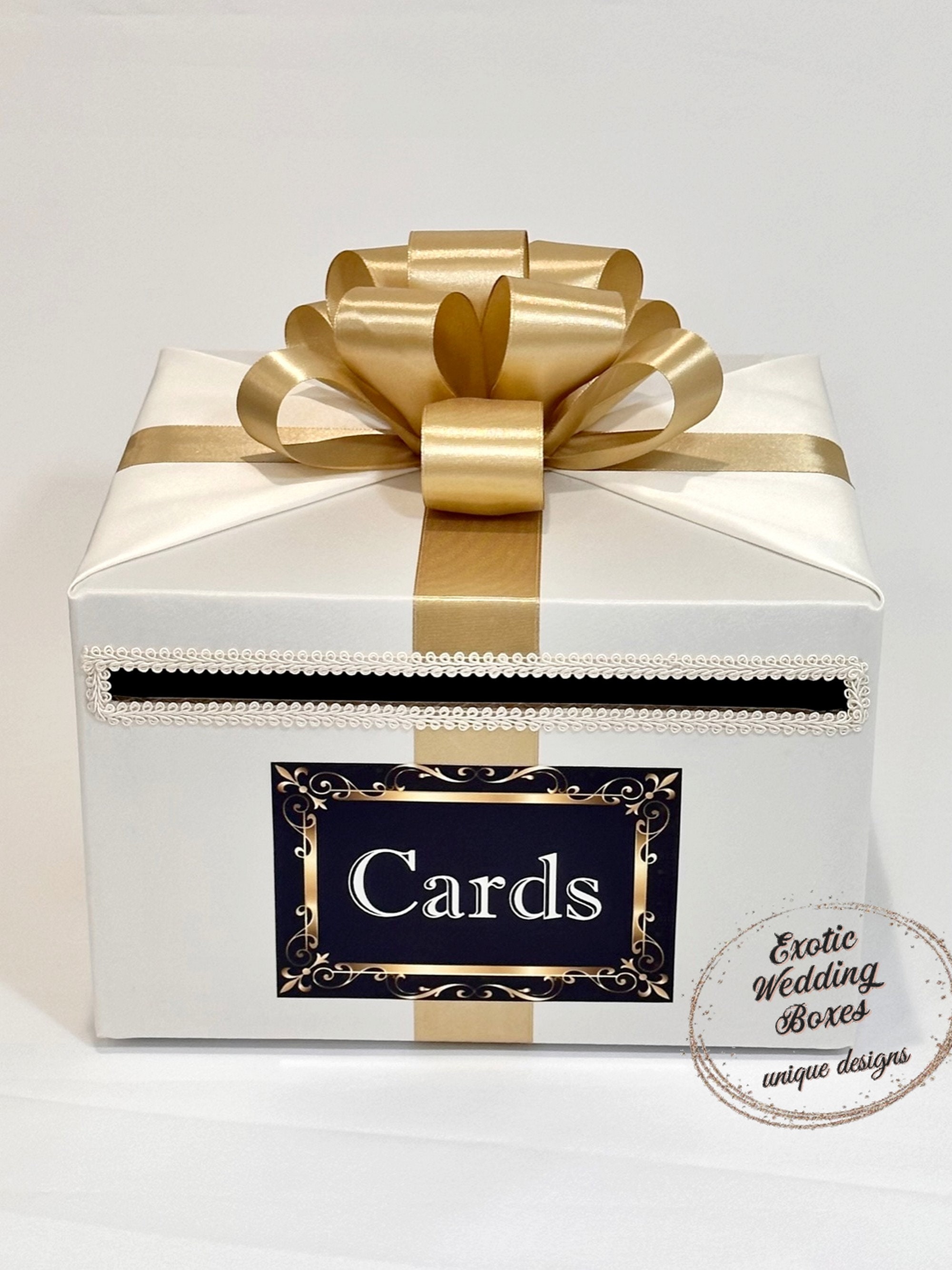 Ivory & Gold Wedding Card Box | Elegant Keepsake With Bow - Etsy