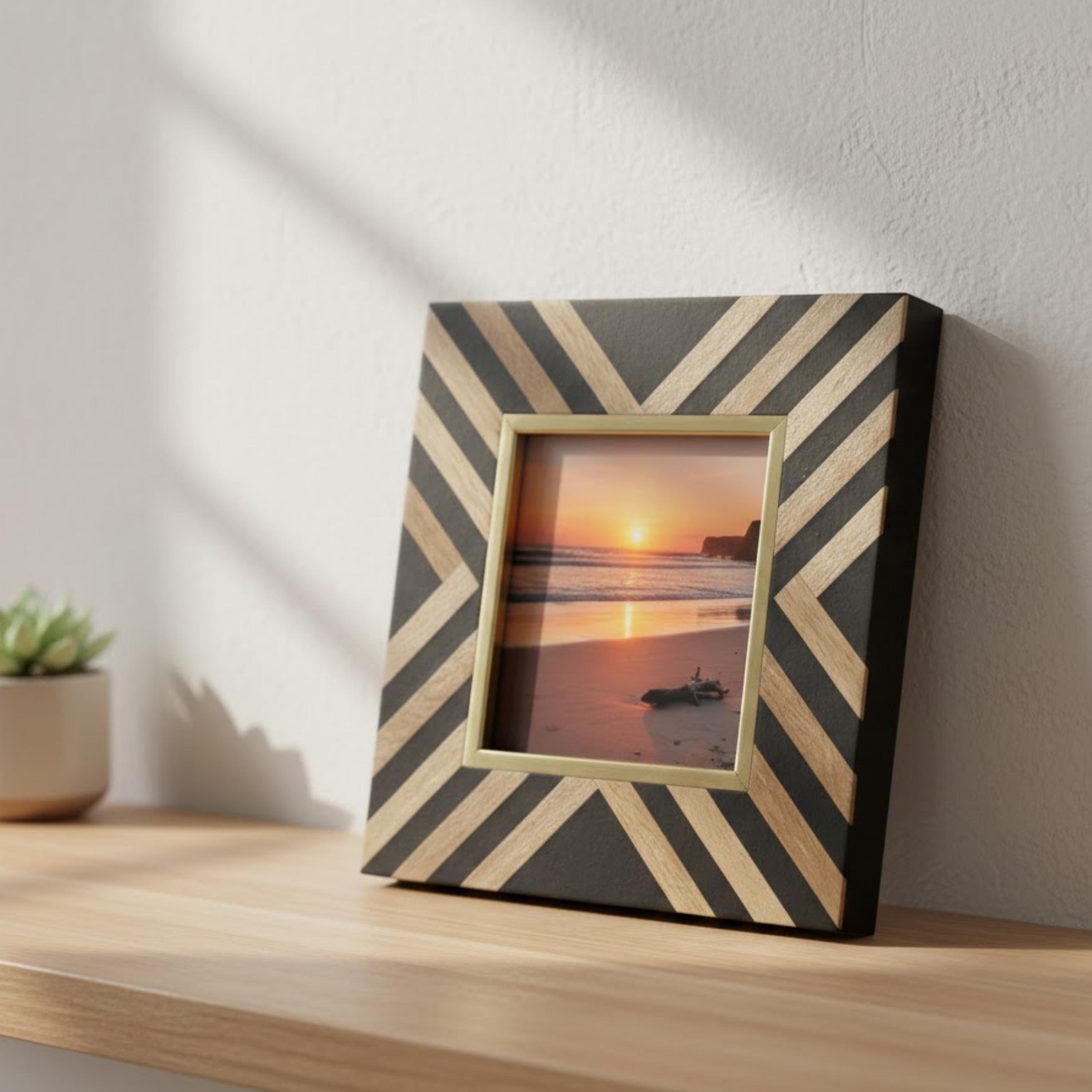 Timber Inlay Photo Frame Handmade Resin Inlay Wooden Photo Frame | Geometric Home Decor - Etsy