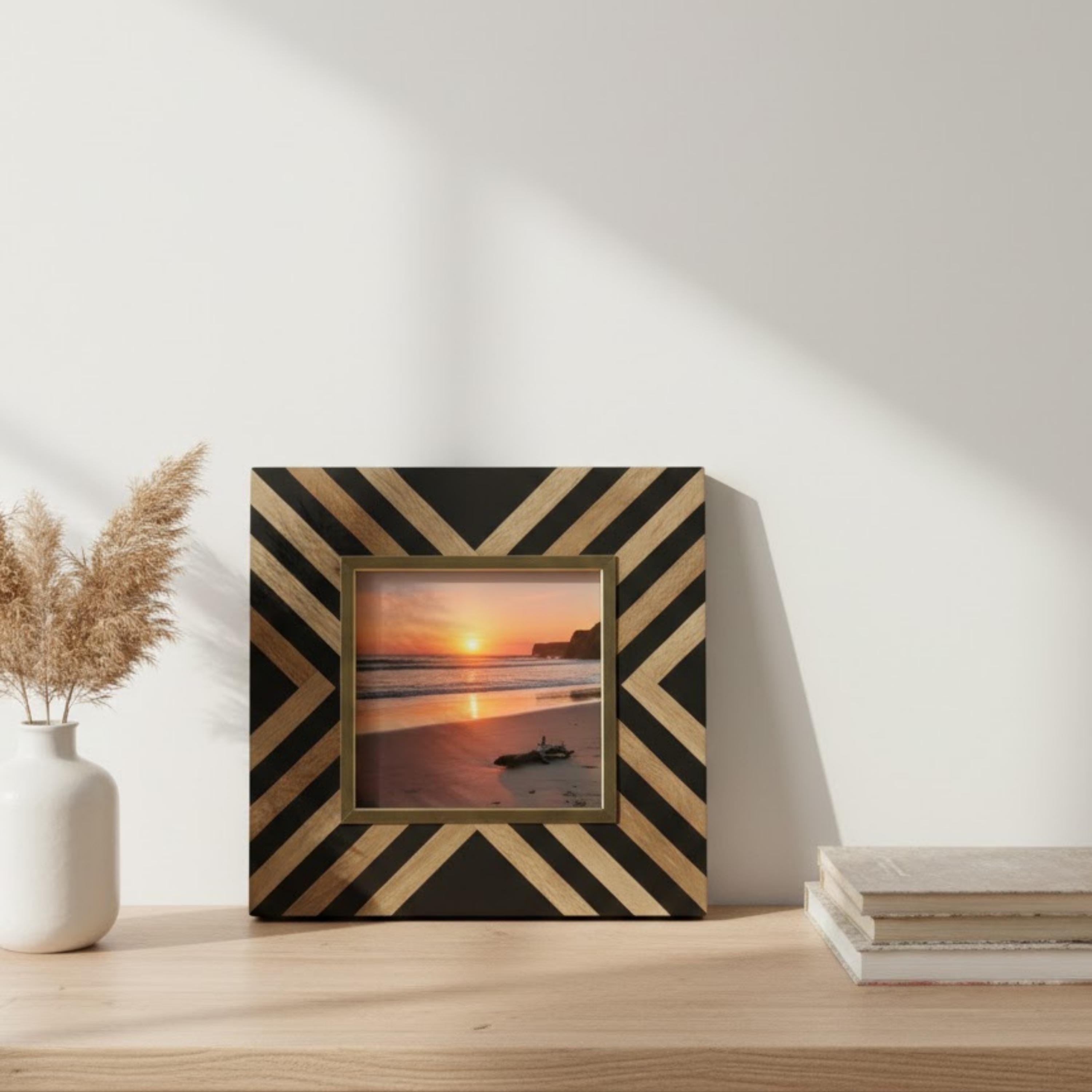 Timber Inlay Photo Frame Handmade Resin Inlay Wooden Photo Frame | Geometric Home Decor - Etsy