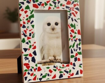 Marco de fotos de resina de terrazo / Marco decorativo multicolor / Decoración del hogar hecha a mano