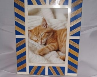 Handmade Wood Resin & Bone Inlay Photo Frame | Geometric Artisan Picture Frame for Home Décor
