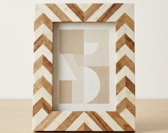 Marco de fotos de madera y resina, marco artístico hecho a mano, acento de decoración contemporánea para el hogar.