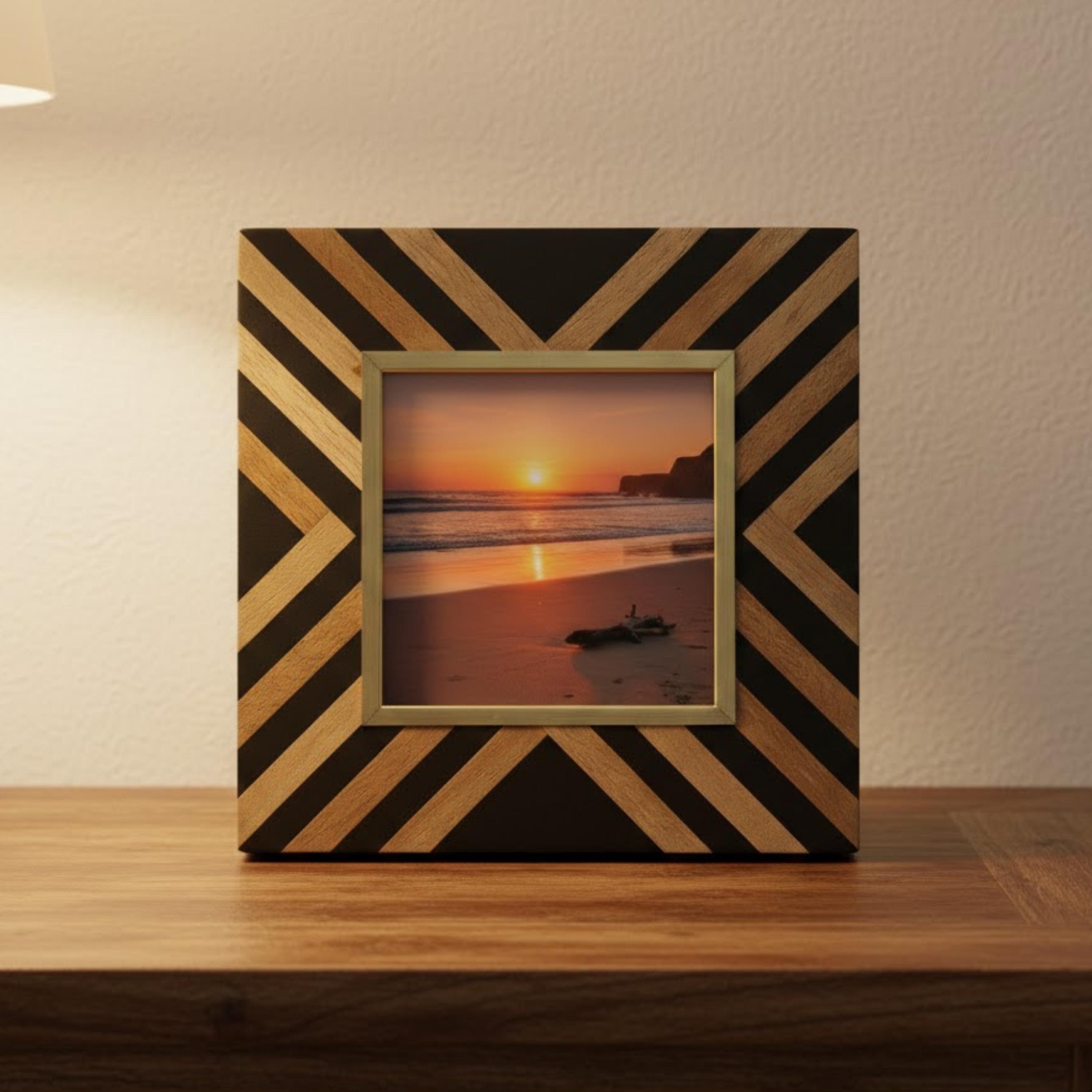 Timber Inlay Photo Frame Handmade Resin Inlay Wooden Photo Frame | Geometric Home Decor - Etsy