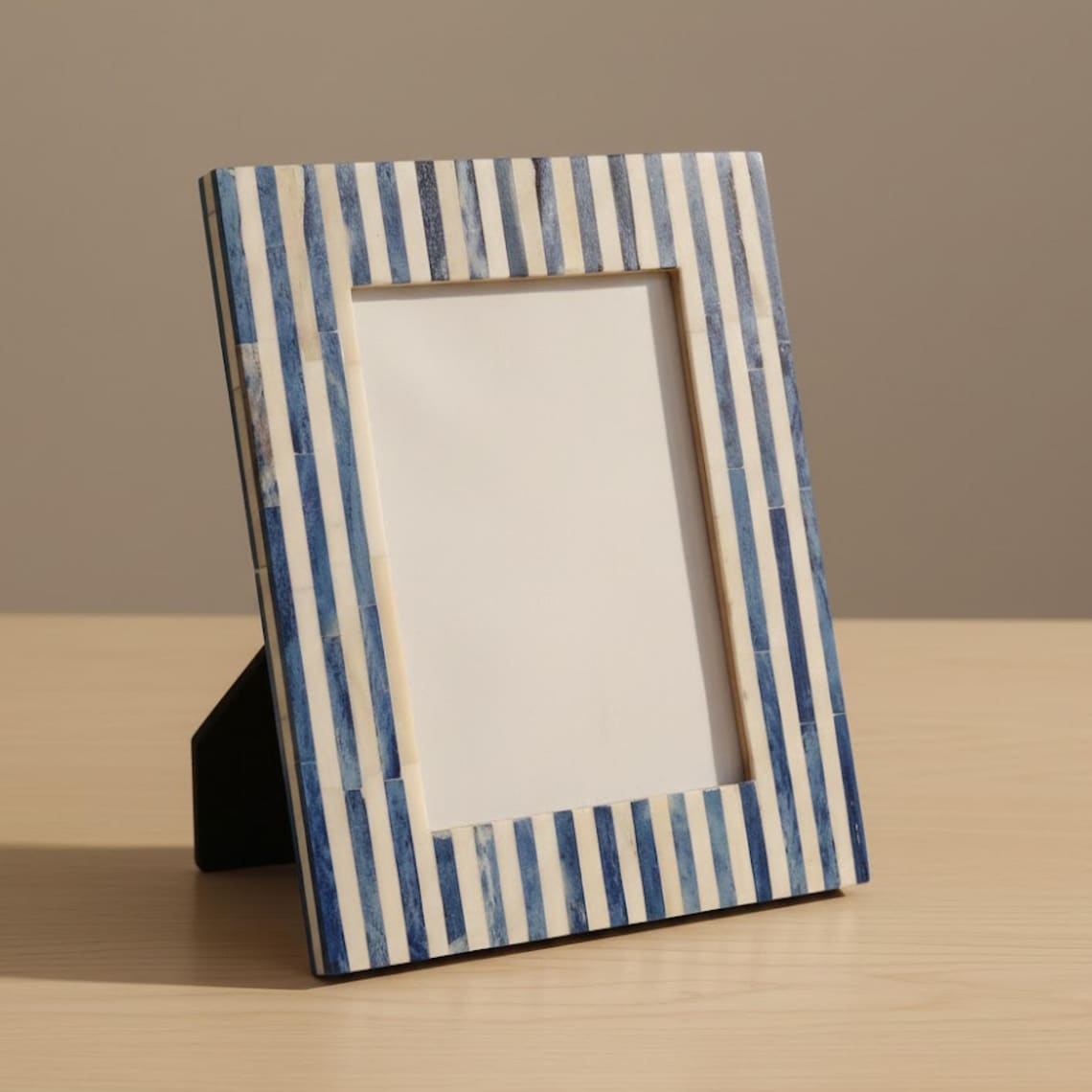 Blue Bone Inlay Photo Frame | Handmade Striped Picture Frame | Coastal ...