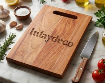 Tabla de cortar de madera de acacia con nombre personalizado / Tabla de cocina personalizada hecha a mano