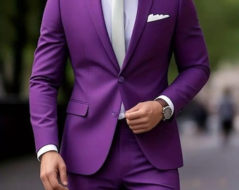 Traje morado a medida / Esmoquin de boda de corte entallado para graduación