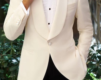 Men's Ivory Tuxedo Jacket | Custom Tailored Shawl Lapel Blazer